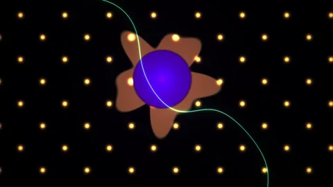 Animated purple sphere with brown star shape and green line on black backgr.. Stock Footage 337499522
