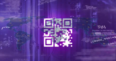 Animated qr code over digital interface Stock Footage 327356011