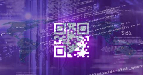 Animated qr code over digital interface Illustrazione stock