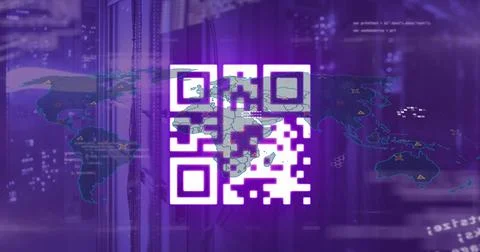 Animated qr code over digital interface Stock-Illustration