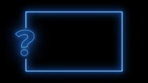 Animated question mark appearing next to glowing blue neon rectangular fram.. 動画素材 335023141