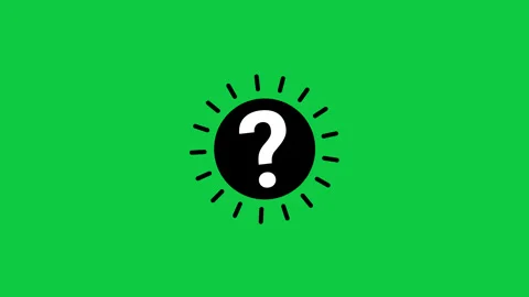 Animated Question Mark in Black Sunburst Circle on Green Screen for Help Video stock 330853353