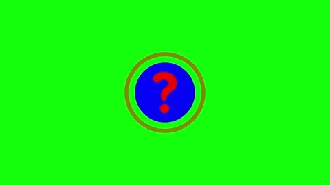 Animated question mark button flashing on green screen background with colo.. Stock Footage 336476163