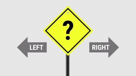 Animated Question Mark Road Sign with Directional Arrows and Alpha Channel 動画素材 332767235