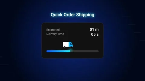 Animated quick order shipping with two minutes remaining in deep blue backgr Stockbeeldmateriaal 346927455
