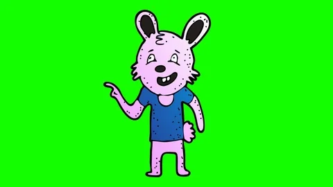 Animated rabbit character . green screen 2D animation Stock Footage 114062489
