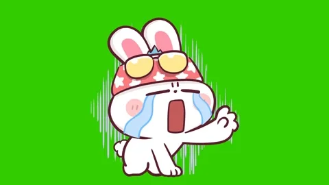 Animated Rabbit Crying and Begging 'Don't Go' - Green Screen Stock Footage 282786328