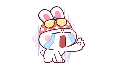 Animated Rabbit Crying and Begging 'Don't Go' - White Background Stock Footage 282786329