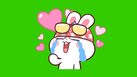 Animated Rabbit Crying Tears of Joy - Gr... | Stock Video | Pond5