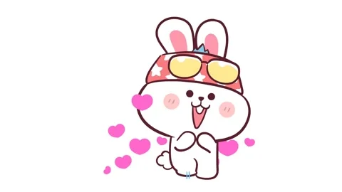 Animated Rabbit Dancing with Floating Hearts - White Background Stock Footage 282786172