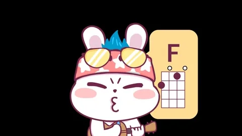Animated Rabbit Forgetting Guitar Chords Transparent Background Video stock 282779411