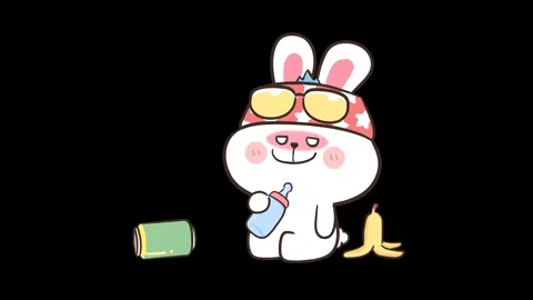 Animated Rabbit Just Recovered from Being Drunk Stock Footage 282782586