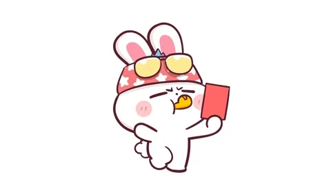 Animated Rabbit Referee Giving a Red Card - White Background Stock Footage 282786190