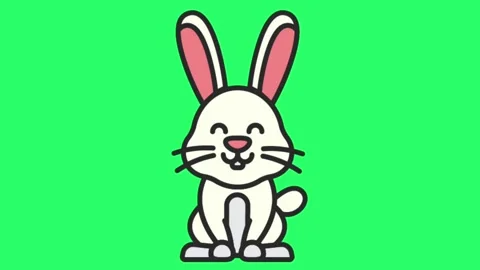 Animated rabbit sitting on green screen. Stock Footage 252018932