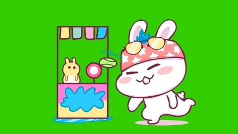 Animated Rabbit Throwing Ball at Funfair... | Stock Video | Pond5