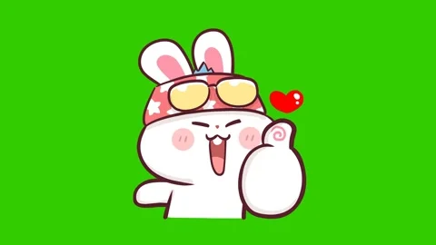 Animated Rabbit Thumbs Up - Green Screen Stock Footage 282785887