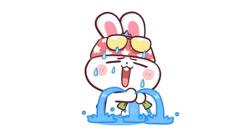 Animated Rabbit Wiping Face, Sweating Profusely - White Background Stock Footage 282786098