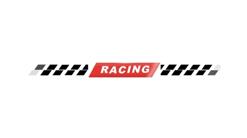 Animated Racing Title Card with Checkered Flag Design on White Background Stock Footage 348207140