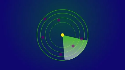 Animated radar interface screen rotating scan monitoring objects detection .. Stock Footage 321456533