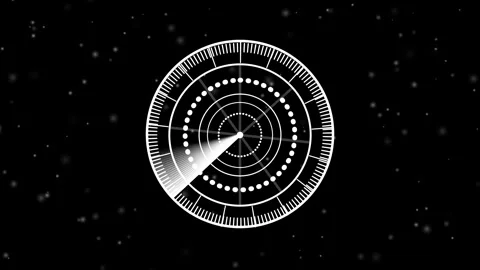 Animated radar interface screen rotating scan hud display technology digita.. Stock Footage 321581764