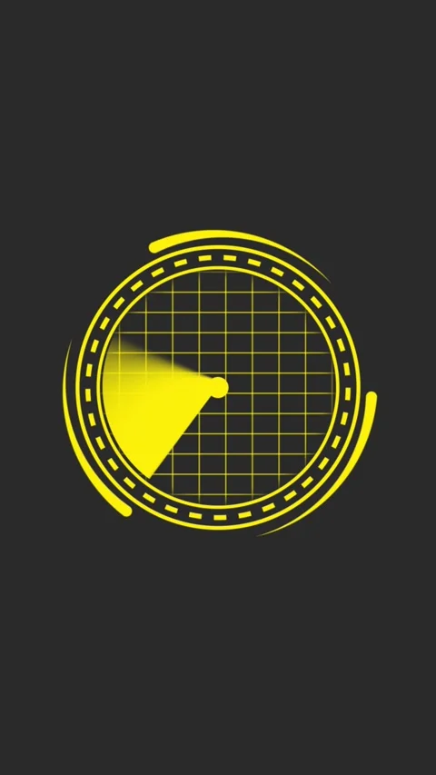 Animated radar screen with rotating yellow beam and grid on dark background.. Vídeo Stock 330511514