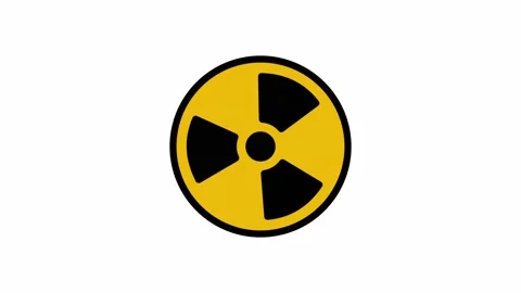 Animated radiation spinning around. Nuclear sign symbol rotate around isola.. Stock Footage 229531457