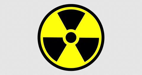 Animated radiation warning symbol with blinking effect on a transparent 스톡 동영상 336475697