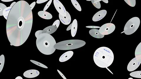 Animated rain of Blu Ray disks - low angle Stock Footage 91014785