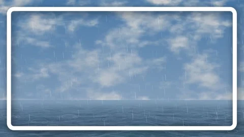 Animated Rain Falling Over Calm Blue Ocean Under Cloudy Sky Stock Footage 344831577