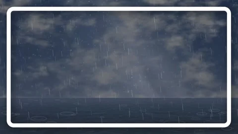Animated Rain Falling Over Dark Ocean Surface with Stormy Clouds Stock Footage 344833106