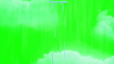 Animated rain falling from single cloud against vibrant green screen background Stock Footage 340941570
