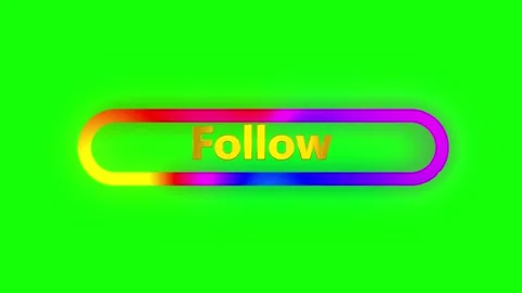Animated rainbow gradient follow buttons set with glowing neon border effects Stock Footage 340945686