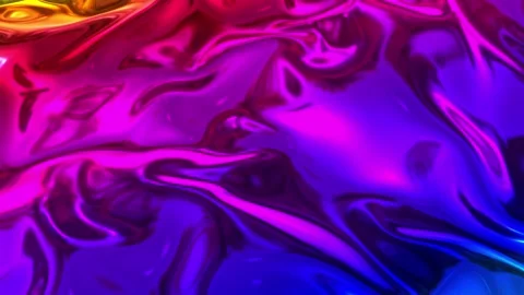 Animated rainbow metallic gradient in 4k. Abstract 3D of wavy cloth surface that Video stock 136419780