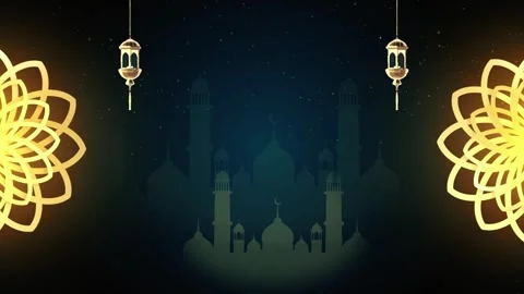 Animated ramadan islamic lanterns and geometric patterns overlaying mosque Stock-Footage 344516237