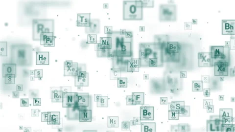Animated of a random periodic table formula chemical elements on white science Video stock 284931346