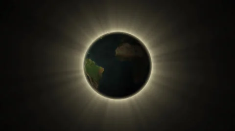 Animated ray lights behind the rotated planet Stock Footage 34268298