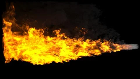 Animated realistic streams of fire with black smoke similar to a shot from a Stock Illustration