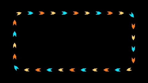 Animated Rectangular Frame Made Of Colorful Moving Arrows On A Solid Black .. 库存影片 347804040