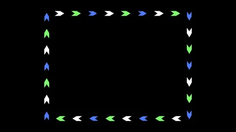 Animated Rectangular Frame Made of Colorful Geometric Arrow Icons Rotating .. 스톡 동영상 347806870