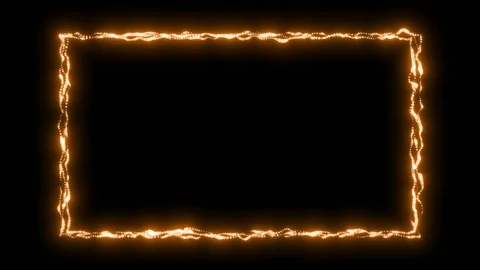 Animated rectangular neon orange frame. Particles move around the edges. Stockbeeldmateriaal 120574654