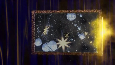 Animated rectangular shiny frame, falling glittering particles, HD Stock Footage 150752535