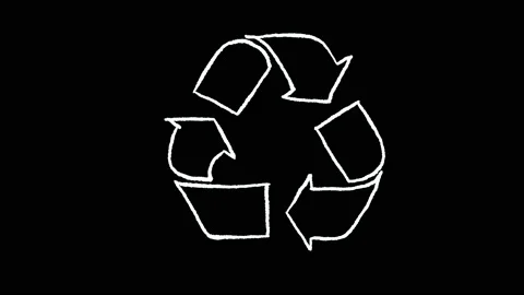 Animated recycle logo in whiteboard style, ideal for representing green economy Video stock 153136232