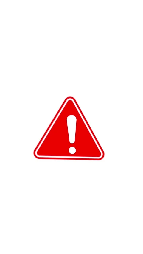 Animated red alert icon on vertical white screen background in 4k Stock Footage 323315613