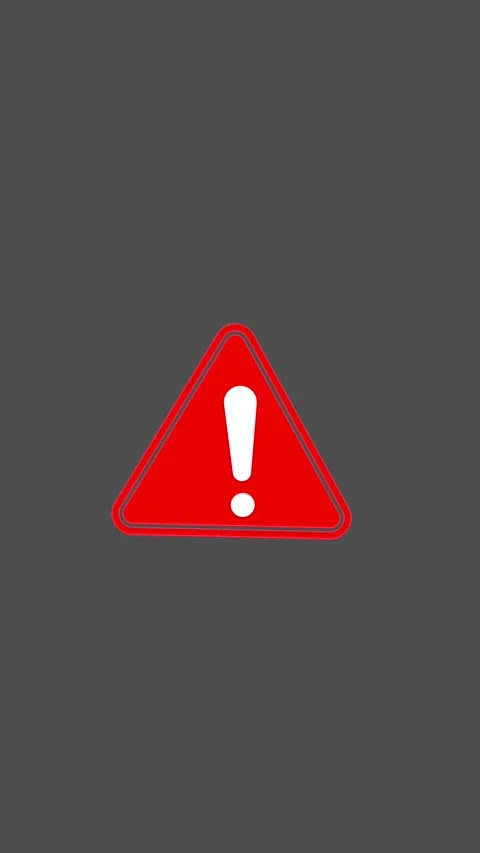 Animated red alert icon on vertical dark screen background in 4k Stock Footage 323315617