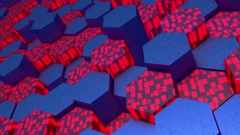 Animated red and blue 3d moving hexagona... | Stock Video | Pond5