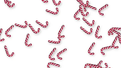 Animated Red and White Candy Canes Falling on White Background Stock Footage 340012705