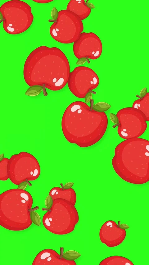 Animated Red Apples Falling Against Stock Footage 345300967