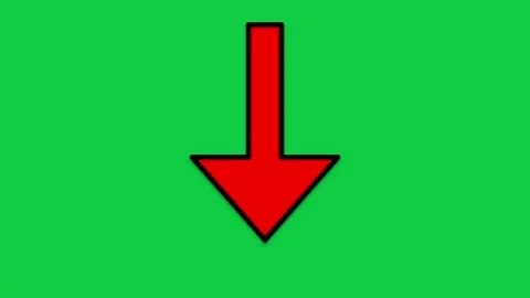 Animated red arrow pointing down on green screen background Stock Footage 345548943