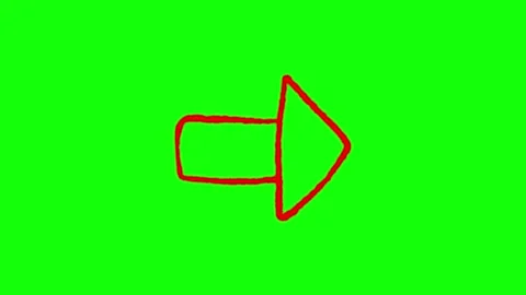 Animated red arrow pointing right on vibrant green screen background ideal .. Stock Footage 345547895