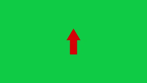 Animated Red Arrow Pointing Upwards with Pop Up Animation Effect on Green S.. Video stock 330118761